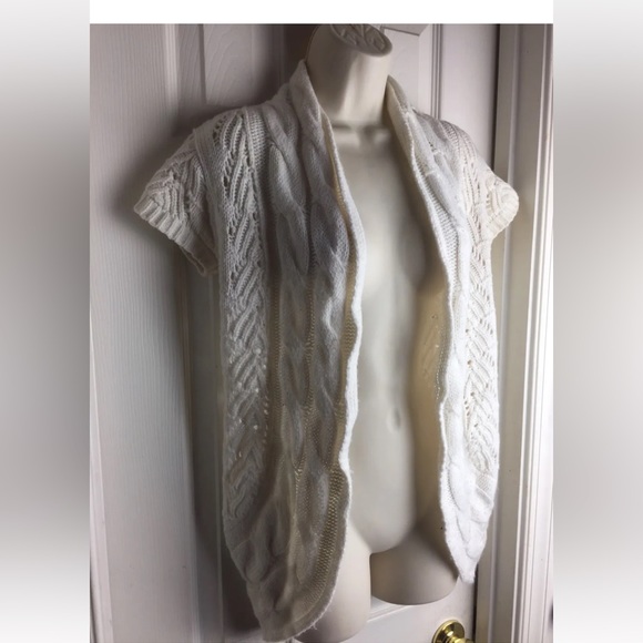 DELIA'S IVORY OPEN CABLE KNIT CARDIGAN SWEATER SIZE MEDIUM - Picture 2 of 6
